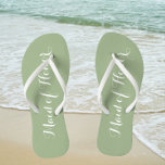 Wedding Maid of Honor Trendy Sage Green Flip Flops<br><div class="desc">Gift your wedding bridesmaids with these stylish Maid of Honor flip flops that are a trendy,  sage green color along with white,  stylized script to complement your similar wedding color scheme. Select foot size along with other options. You may customize your flip flops to change color to your desire.</div>