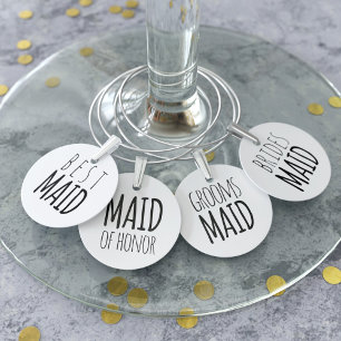 Wedding Maids Set Bridal Party Wine Glass Charms