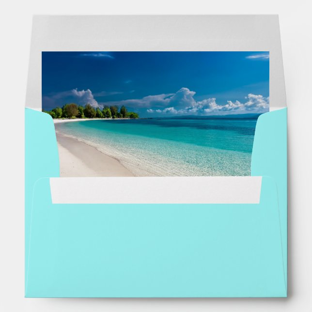 Wedding Mailing Envelope Tropical Beach Scene  (Back (Bottom))