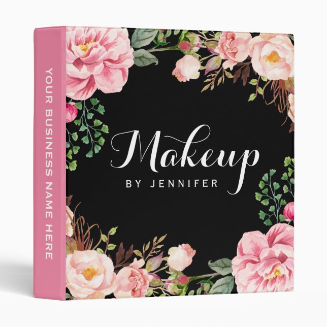 Wedding Makeup Beauty Salon Romantic Floral Binder (Front/Spine)