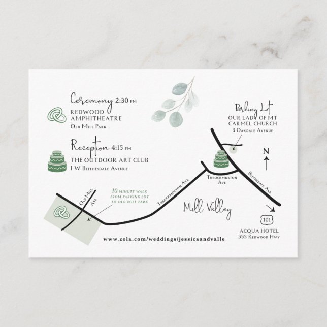 Wedding Map Custom Order Design Enclosure Card (Front)