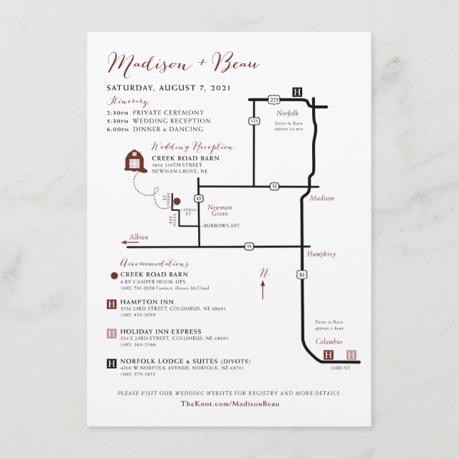 Wedding Map Enclosure Card - CUSTOM for MADISON (Front)