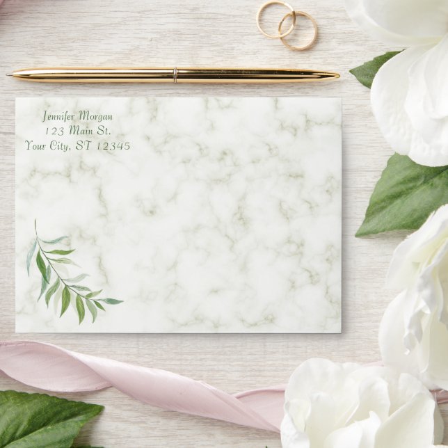Wedding Marble and Eucalyptus Envelope (Wedding)