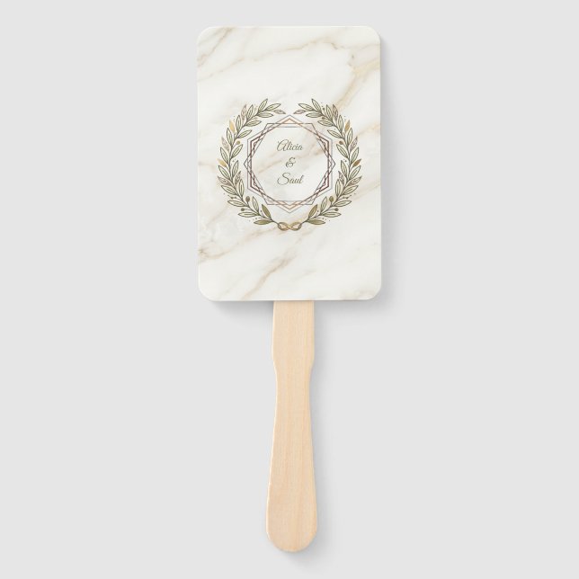Wedding Marble and Laurel Hand Fan (Front)