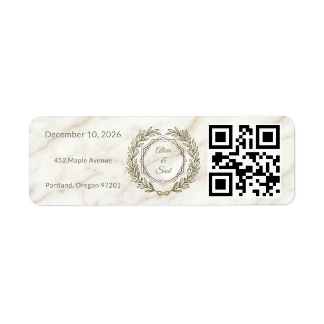 Wedding Marble and Laurel Label (Front)