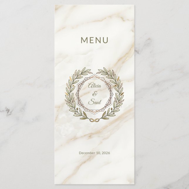 Wedding Marble and Laurel Menu (Front)