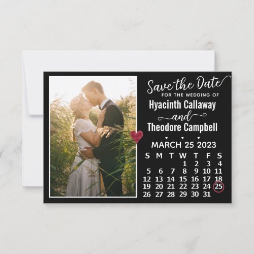 Wedding March 2023 Calendar Custom Photo Black Save The Date
