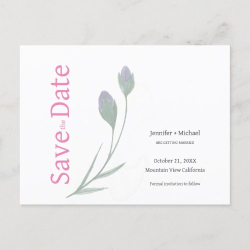 Wedding Marriage Calligraphy Floral Black White Announcement Postcard
