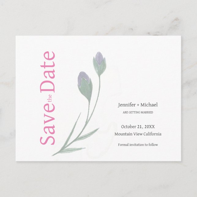 Wedding Marriage Calligraphy Floral Black White Announcement Postcard (Front)