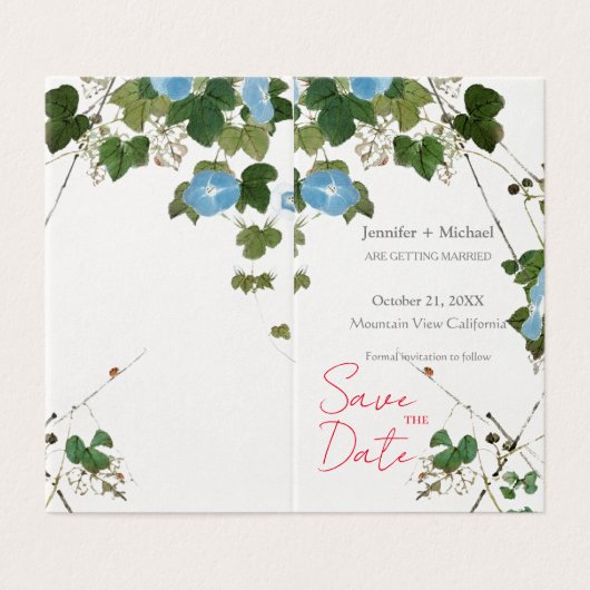 Wedding Marriage Minimalist Calligraphy Floral  (Outside Unfolded)