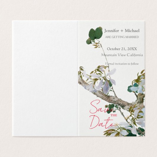 Wedding Marriage Minimalist Calligraphy Floral (Outside Unfolded)