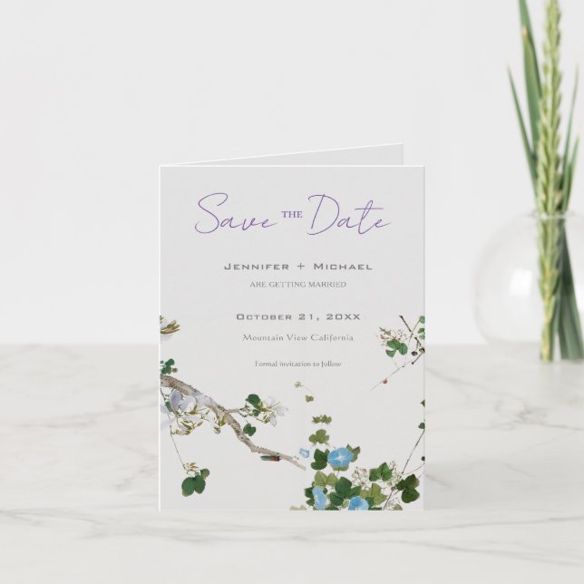 Wedding Marriage Minimalist Calligraphy Floral  Announcement (Front)