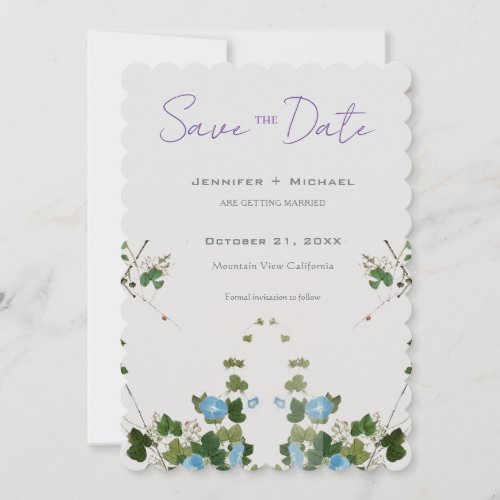 Wedding Marriage Minimalist Calligraphy Floral  Save The Date