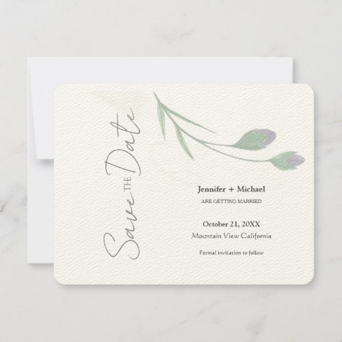 Wedding Marriage Minimalist Calligraphy Floral Save The Date