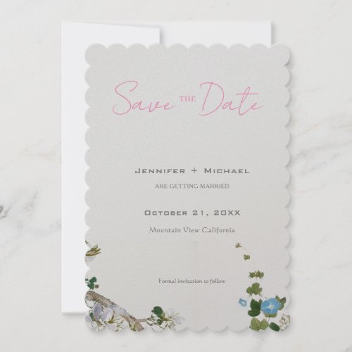 Wedding Marriage Minimalist Calligraphy Floral  Save The Date