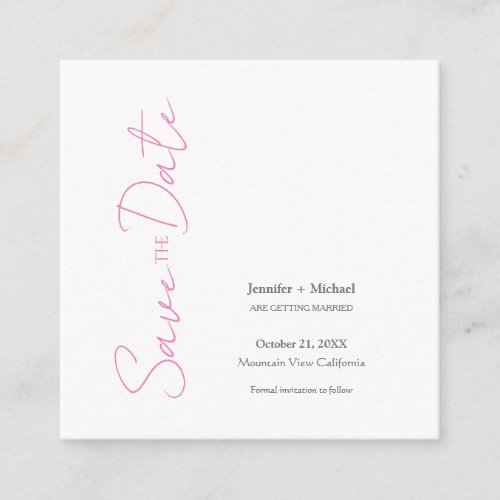 Wedding Marriage Minimalist Calligraphy Pink White Enclosure Card