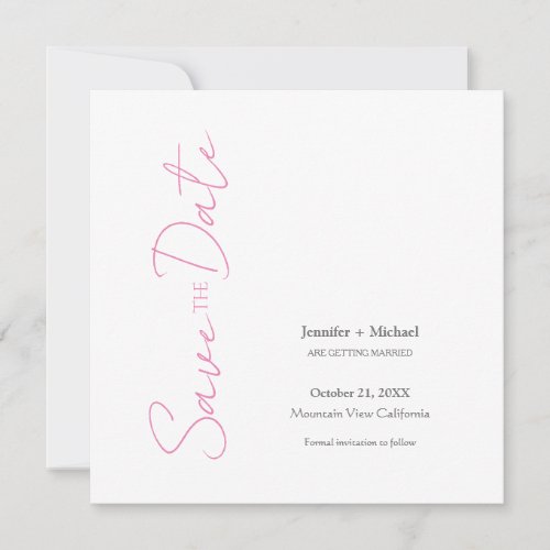 Wedding Marriage Minimalist Calligraphy Pink White Invitation