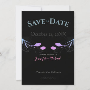 Wedding Marriage Minimalist Chic Black Floral Save The Date
