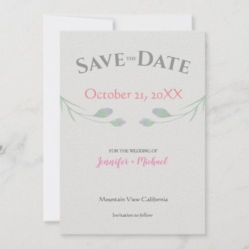 Wedding Marriage Minimalist  Chic Grey Floral Save The Date