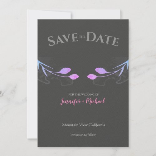 Wedding Marriage Minimalist  Chic Grey Floral Save The Date