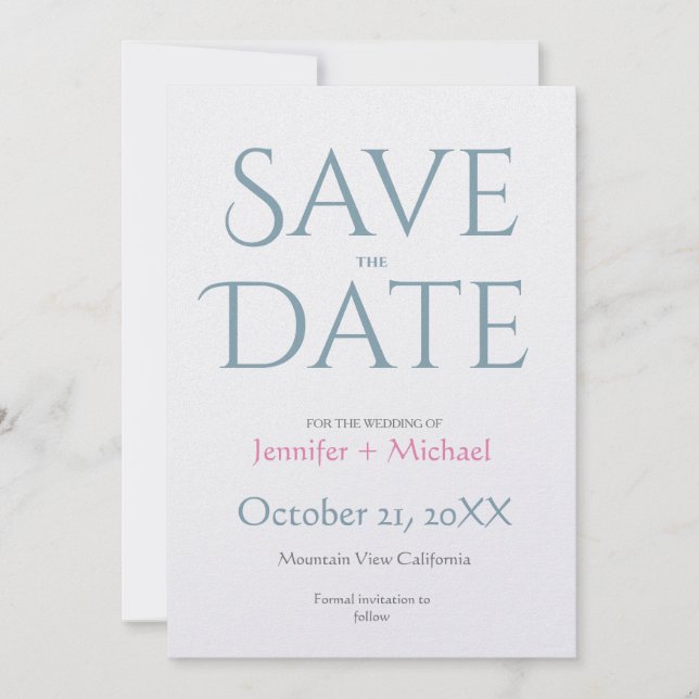 Wedding Marriage Minimalist Modern Chic Save The Date (Front)