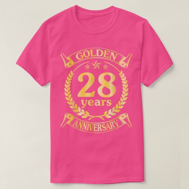 Wedding Married Golden 28 Years Anniversary For Hu T-Shirt (Design Front)