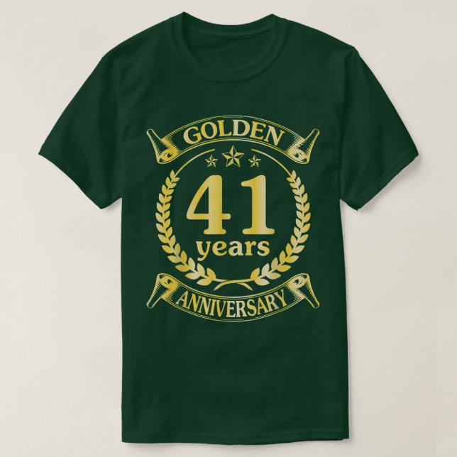 Wedding Married Golden 41 Years Anniversary For Hu T-Shirt (Design Front)