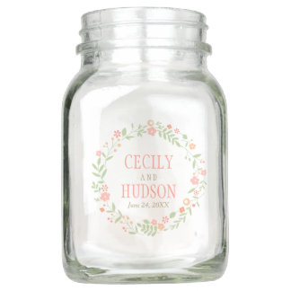 Wedding Mason Jar | Country Florals Pink