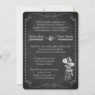 Wedding   Mason Jar, Flowers, Scrolls   Chalkboard Invitation