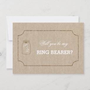 Wedding Mason Jar Linen Canvas RING BEARER Invite