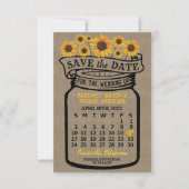 Wedding Mason Jar Sunflowers April 2022 Calendar Save The Date (Front)
