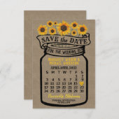 Wedding Mason Jar Sunflowers April 2022 Calendar Save The Date (Front/Back)