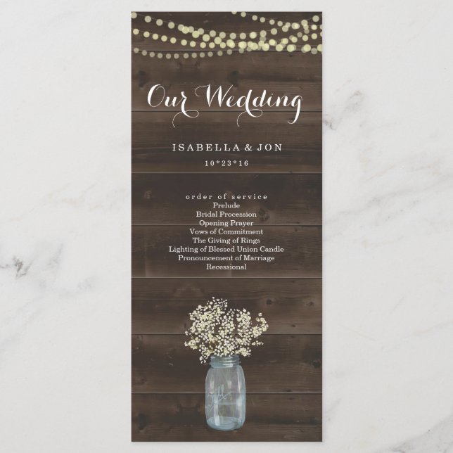 Wedding Mass / Ceremony Program Fan | Rustic (Front)