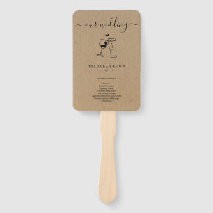 Wedding Mass / Ceremony Program Fan - Wine & Beer