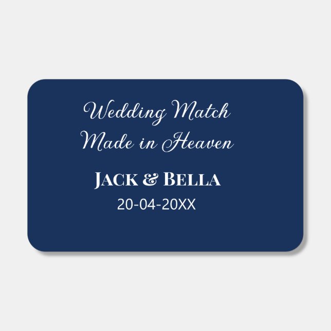 Wedding Match made in heaven wedding favours blue  (Front)