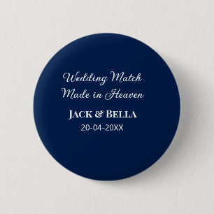 Wedding Match made in heaven wedding favours blue Button