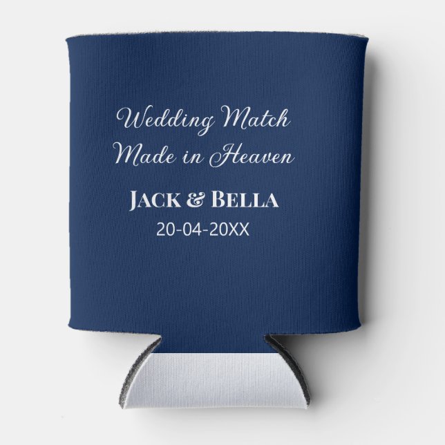 Wedding Match made in heaven wedding favours blue  Can Cooler (Front)