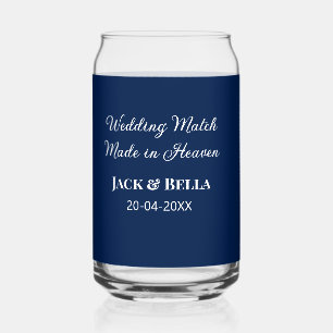 Wedding Match made in heaven wedding favours blue Can Glass