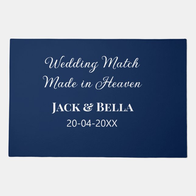 Wedding Match made in heaven wedding favours blue  Doormat (Front)