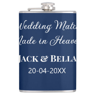 Wedding Match made in heaven wedding favours blue  Flask