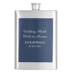 Wedding Match made in heaven wedding favours blue Flask
