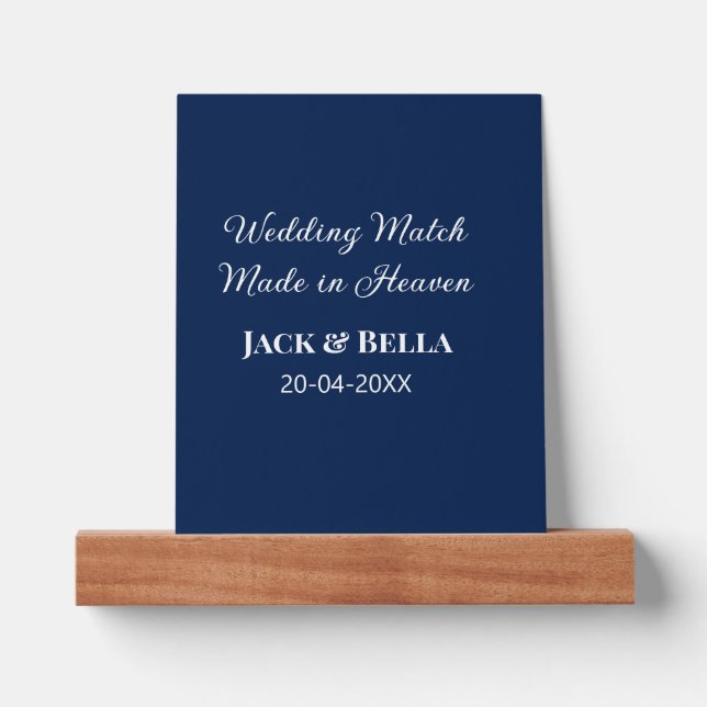 Wedding Match made in heaven wedding favours blue  Picture Ledge (Front)