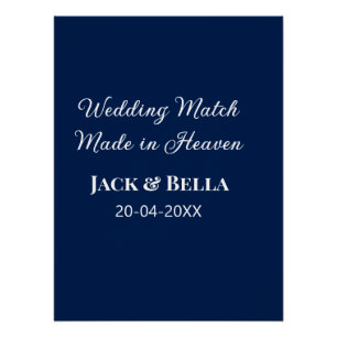 Wedding Match made in heaven wedding favours blue Poster