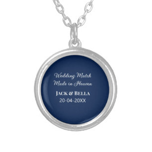 Wedding Match made in heaven wedding favours blue  Silver Plated Necklace