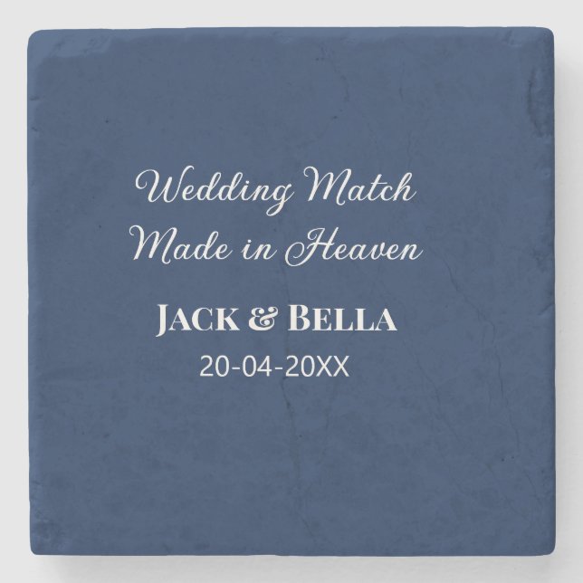 Wedding Match made in heaven wedding favours blue  Stone Coaster (Front)