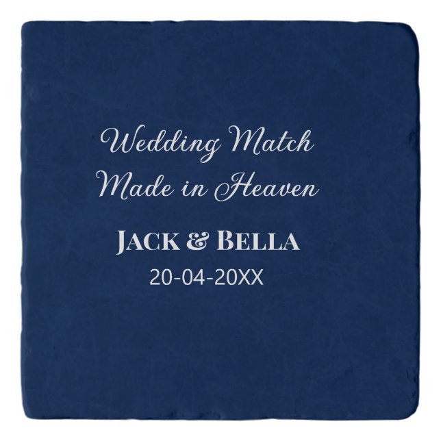 Wedding Match made in heaven wedding favours blue  Trivet (Front)