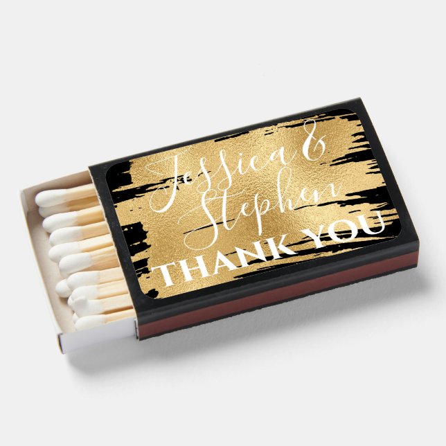 Wedding Matchbook Elegant Gold Matchboxes (Front Open)