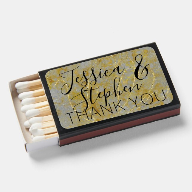 Wedding Matchbook Elegant Silver Lining Matchboxes (Front Open)