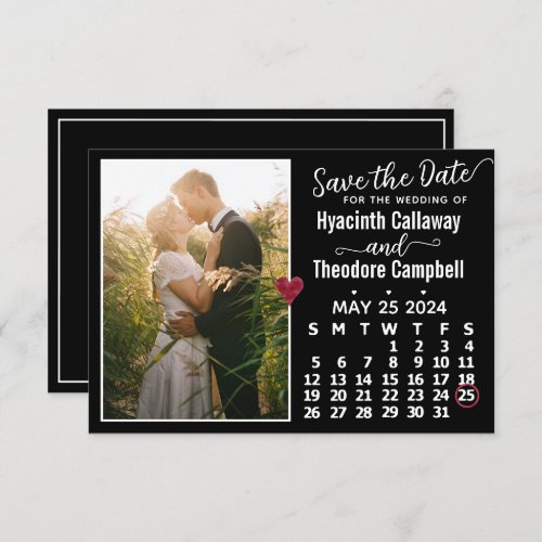 Wedding May 2024 Calendar Custom Photo Black Save The Date