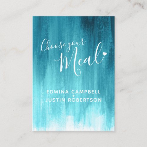 Wedding meal choice aqua teal art enclosure card